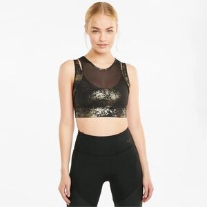 Puma tank top sports bra crop top gold black
